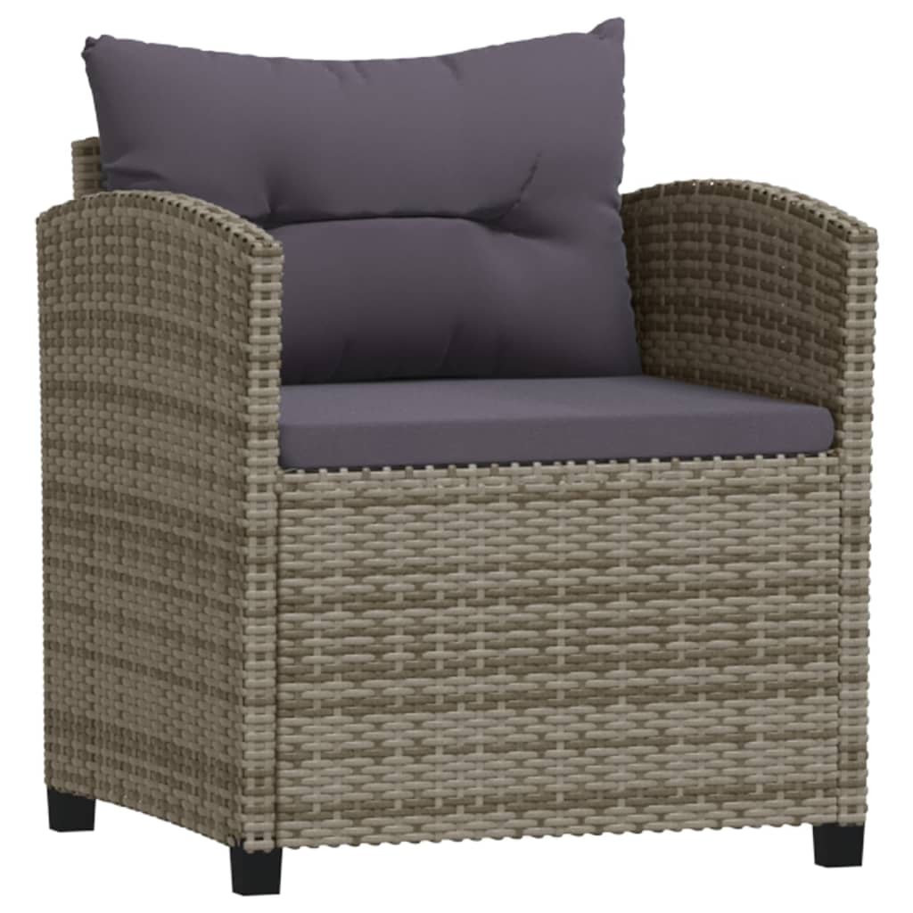 -Delige Loungeset Met Kussens Poly Rattan Grijs 7