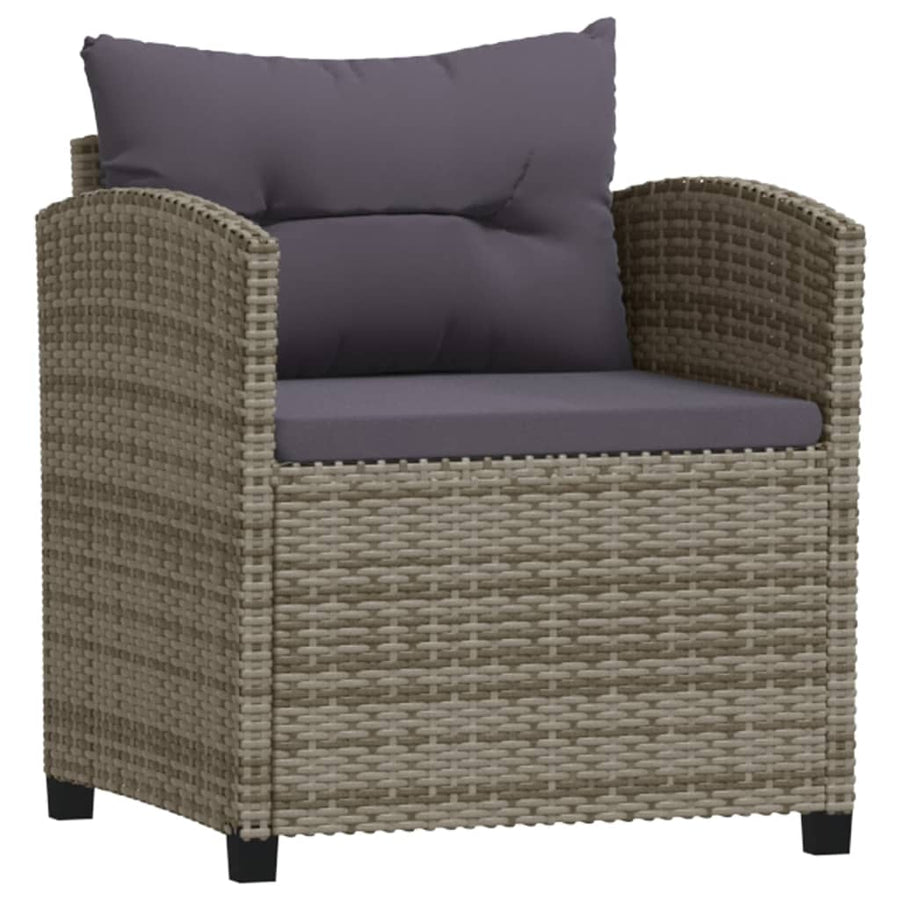 -Delige Loungeset Met Kussens Poly Rattan Grijs 7