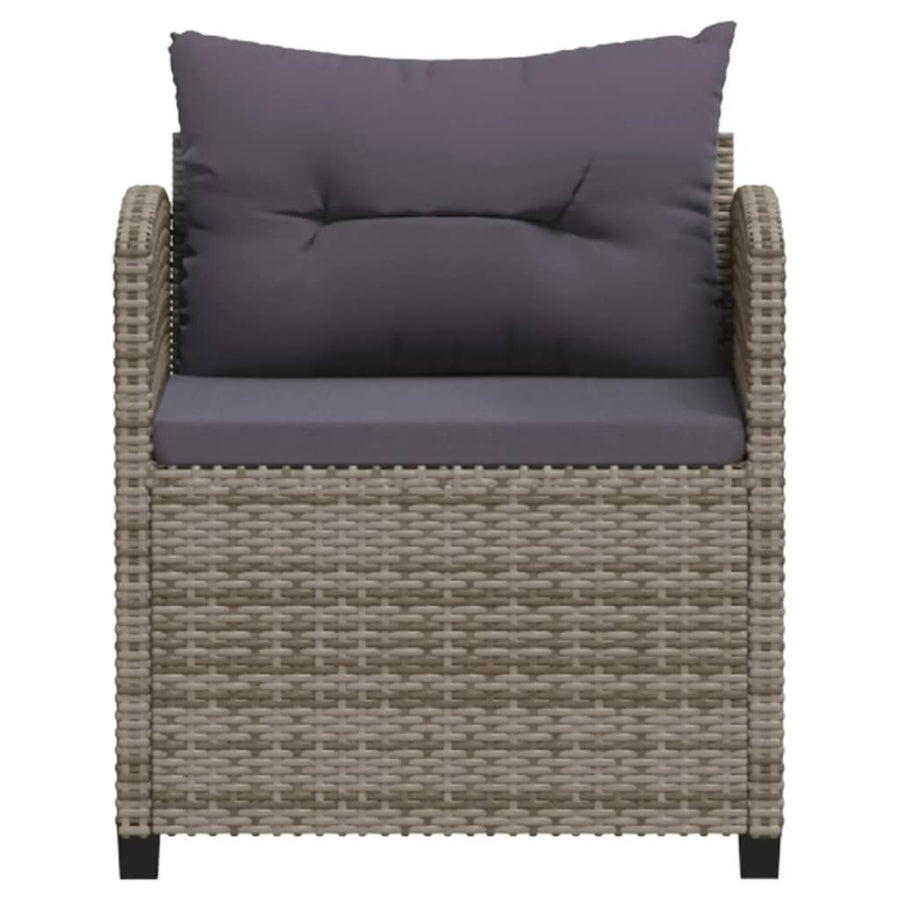-Delige Loungeset Met Kussens Poly Rattan Grijs 7