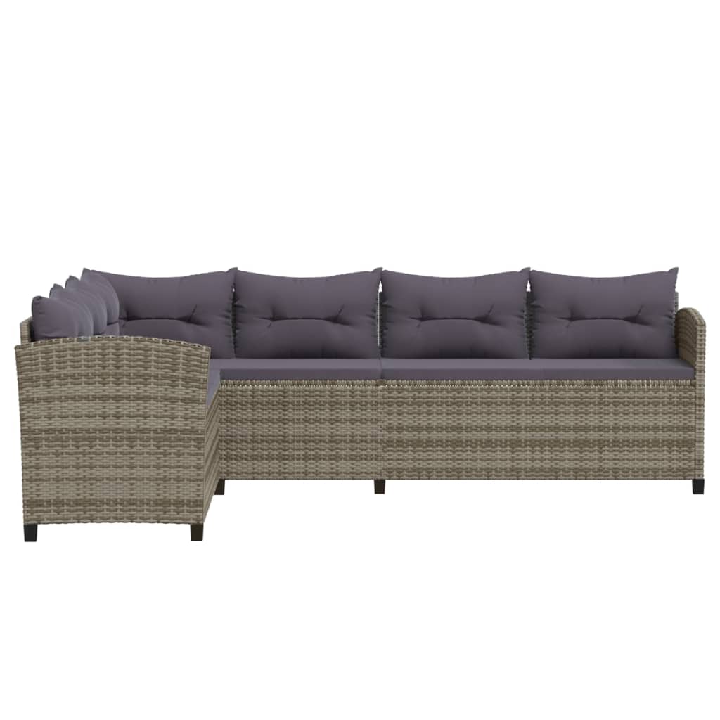 -Delige Loungeset Met Kussens Poly Rattan Grijs 7