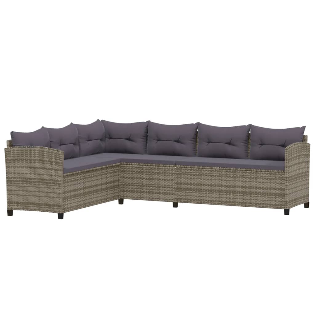 -Delige Loungeset Met Kussens Poly Rattan Grijs 7