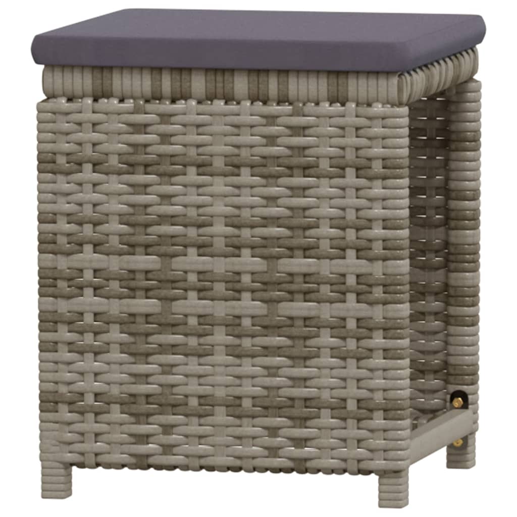 -Delige Loungeset Met Kussens Poly Rattan Grijs 7