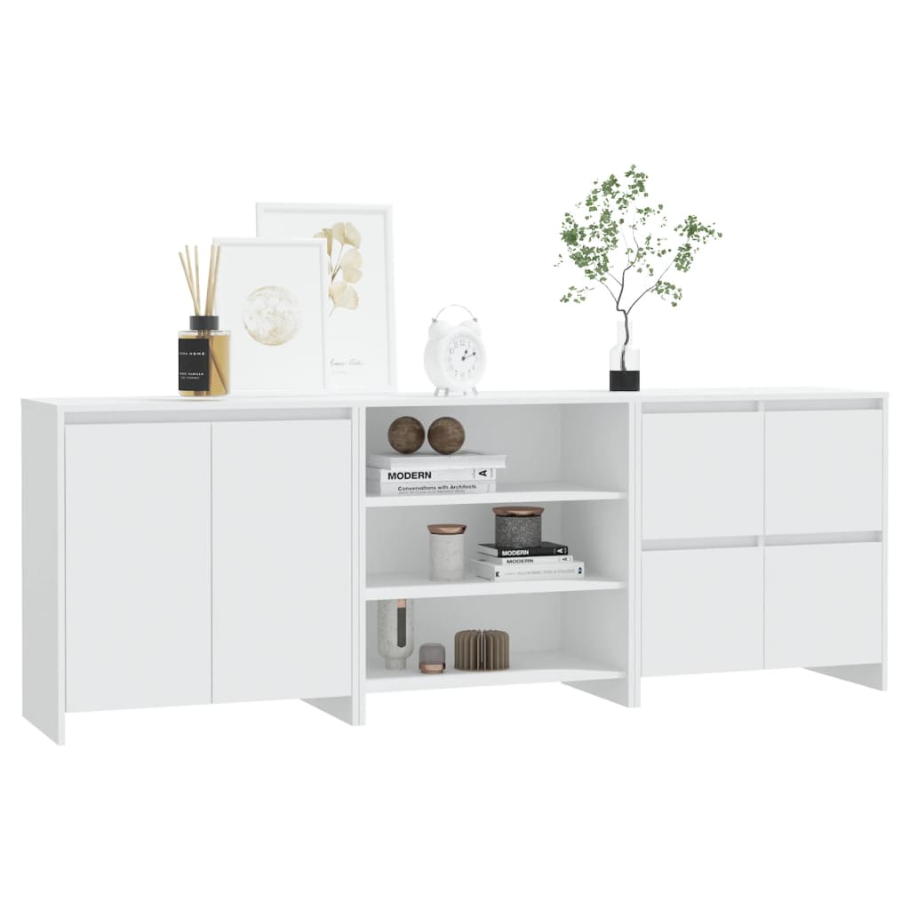3098073  3 st. Dressoirs bewerkt hout wit (809737+809755+809764)