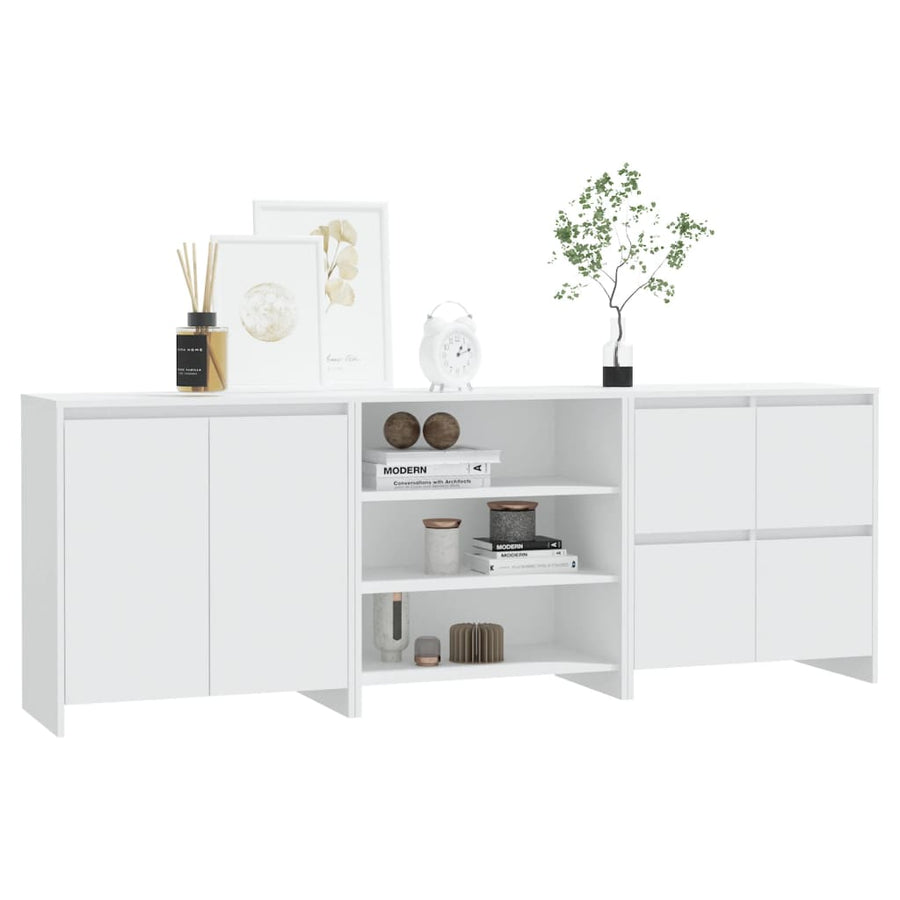 3098073  3 st. Dressoirs bewerkt hout wit (809737+809755+809764)
