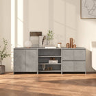3 Chests of drawers, ornate wood, concrete grey