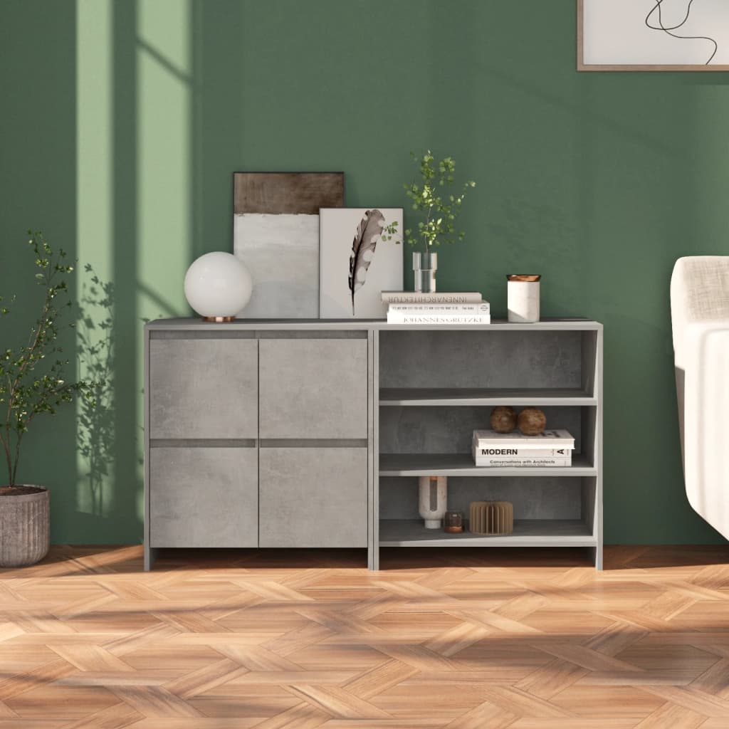 2 st Dressoirs bewerkt hout betongrijs