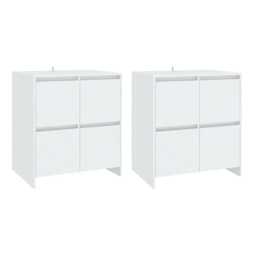 Dressoirs 2 st 70x41x75 cm bewerkt hout wit