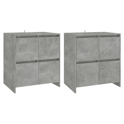 Dressoirs 2 st 70x41x75 cm bewerkt hout betongrijs