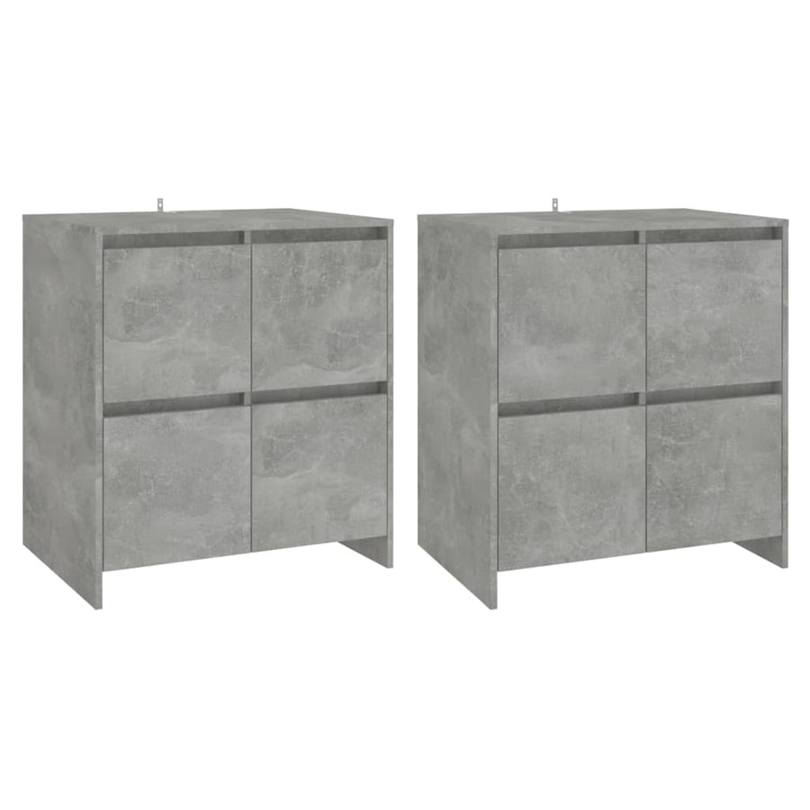 Dressoirs 2 st 70x41x75 cm bewerkt hout betongrijs