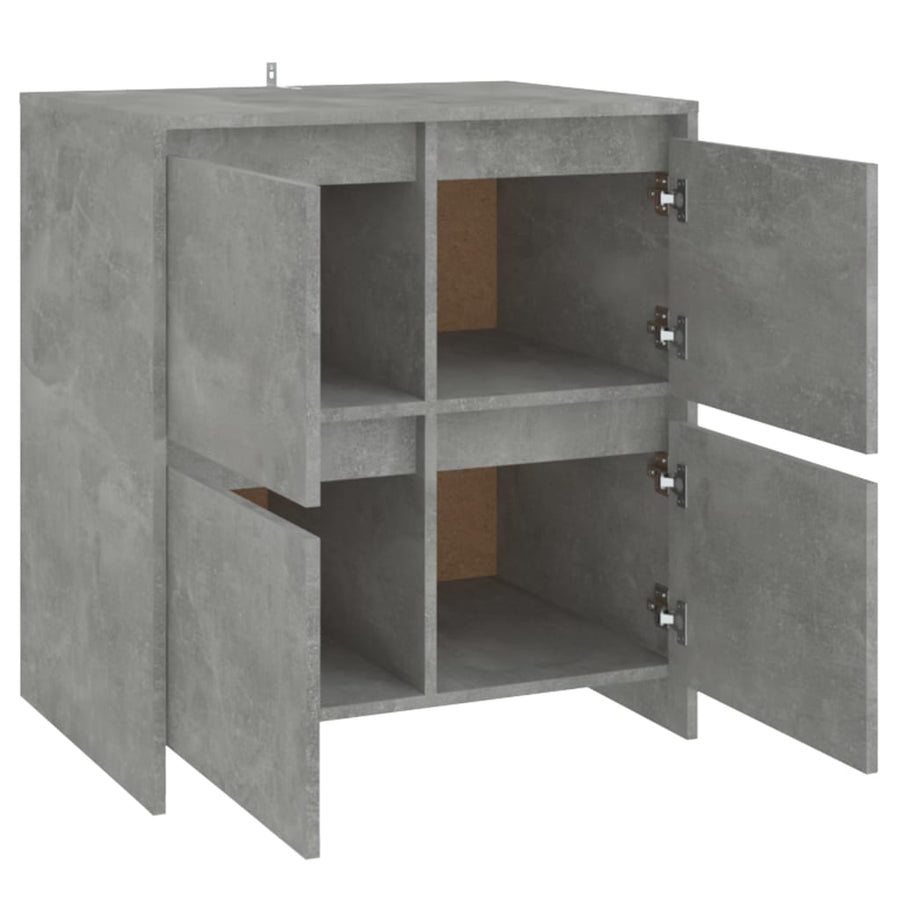 Dressoirs 2 st 70x41x75 cm bewerkt hout betongrijs