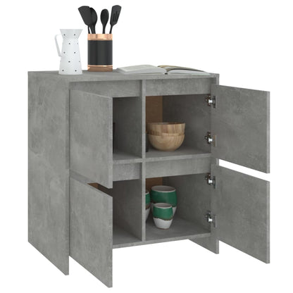 Dressoirs 2 st 70x41x75 cm bewerkt hout betongrijs