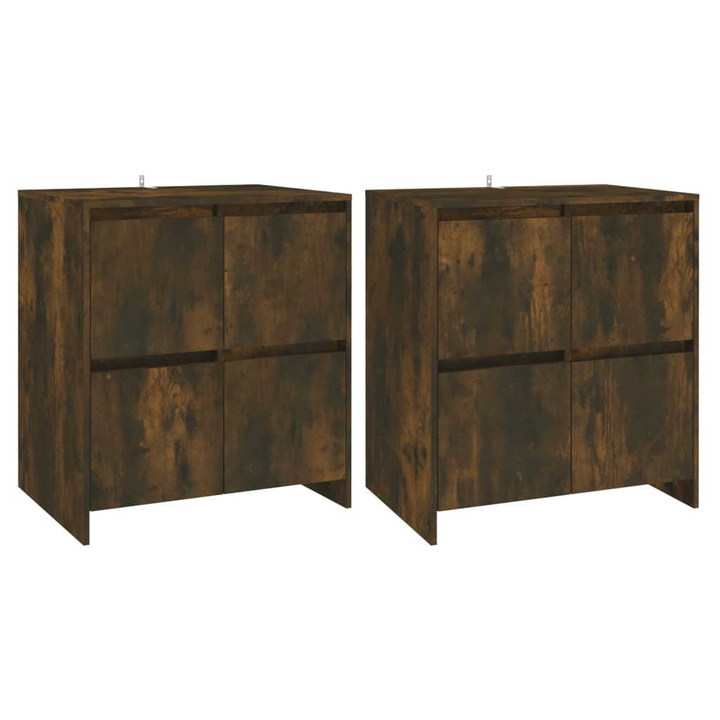 Dressoirs 2 St 70X4X75 Cm Spaanplaat Kleurig Gerookt eiken
