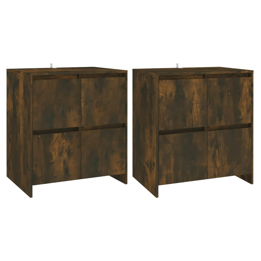 Dressoirs 2 St 70X4X75 Cm Spaanplaat Kleurig Gerookt eiken