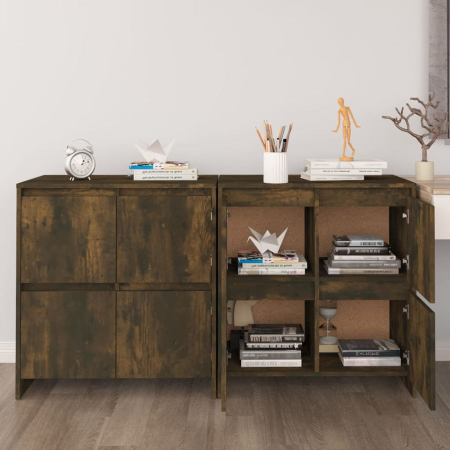 Dressoirs 2 St 70X4X75 Cm Spaanplaat Kleurig Gerookt eiken