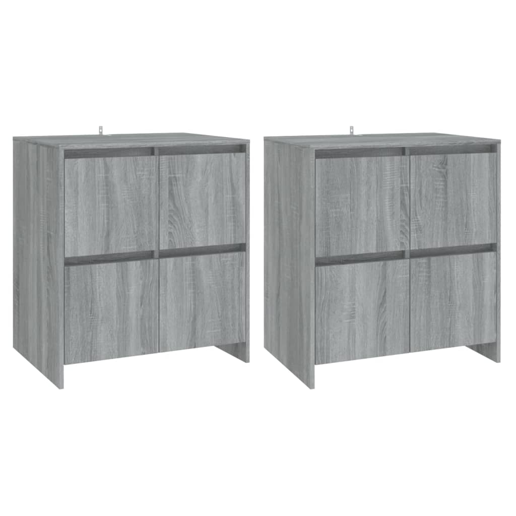 Dressoirs 2 st 70x41x75 cm bewerkt hout grijs sonoma eikenkleur
