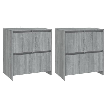 Dressoirs 2 st 70x41x75 cm bewerkt hout grijs sonoma eikenkleur