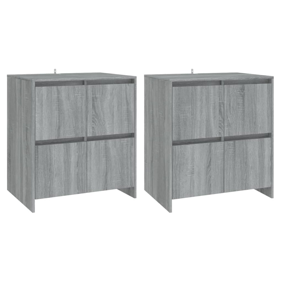 Dressoirs 2 st 70x41x75 cm bewerkt hout grijs sonoma eikenkleur