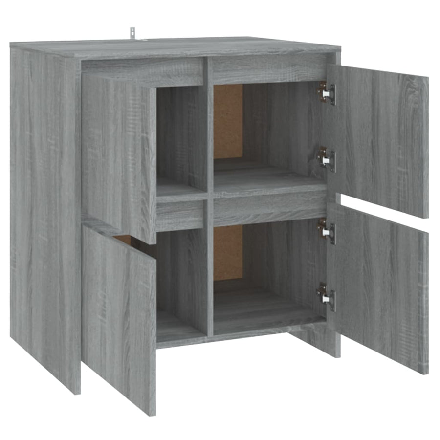 Dressoirs 2 st 70x41x75 cm bewerkt hout grijs sonoma eikenkleur