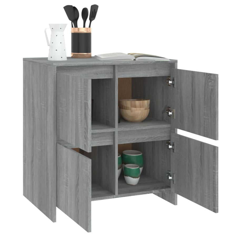 Dressoirs 2 st 70x41x75 cm bewerkt hout grijs sonoma eikenkleur