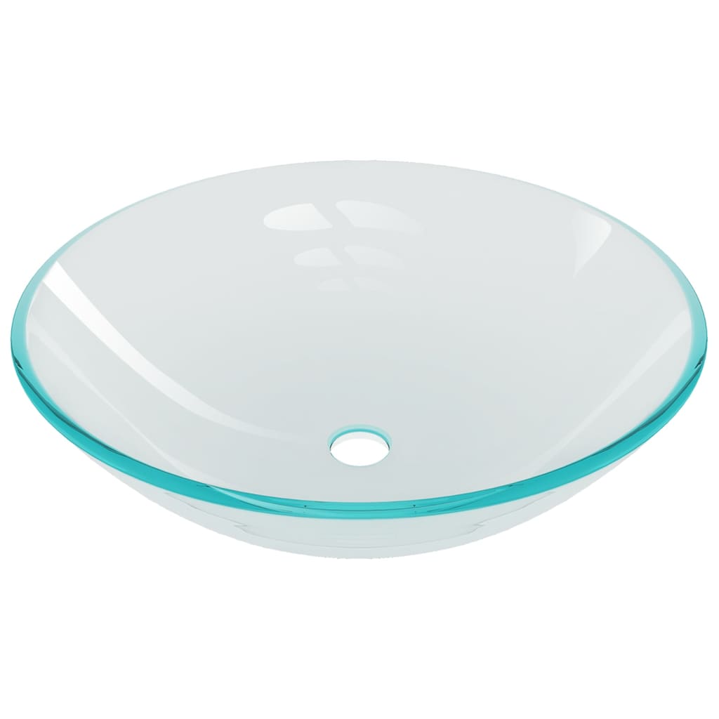 Wastafel met kraan en pop-up afvoer gehard glas transparant Doorzichtig Chroomkleurige kraan