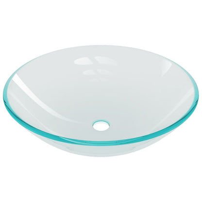 Wastafel met kraan en pop-up afvoer gehard glas transparant Doorzichtig Chroomkleurige kraan