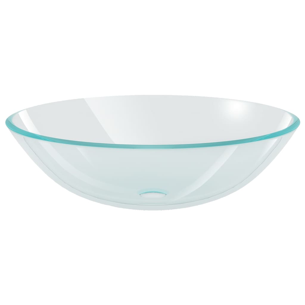 Wastafel met kraan en pop-up afvoer gehard glas transparant Doorzichtig Chroomkleurige kraan