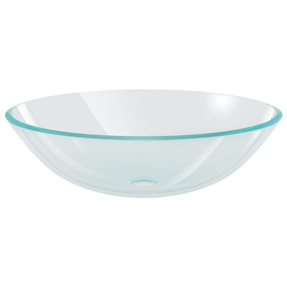 Wastafel met kraan en pop-up afvoer gehard glas transparant Doorzichtig Chroomkleurige kraan