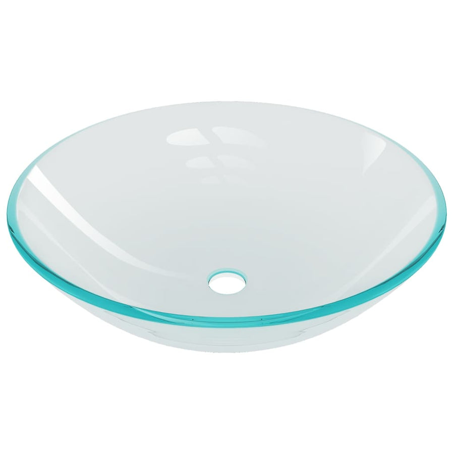 Wastafel Met Kraan En Pop-Up Afvoer Gehard Glas Transparant