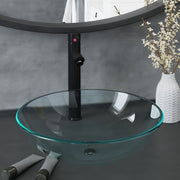 Wastafel met kraan 42x14 cm gehard glas transparant