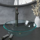 Washbasin with tap and pop-up drain tempered glass transparent