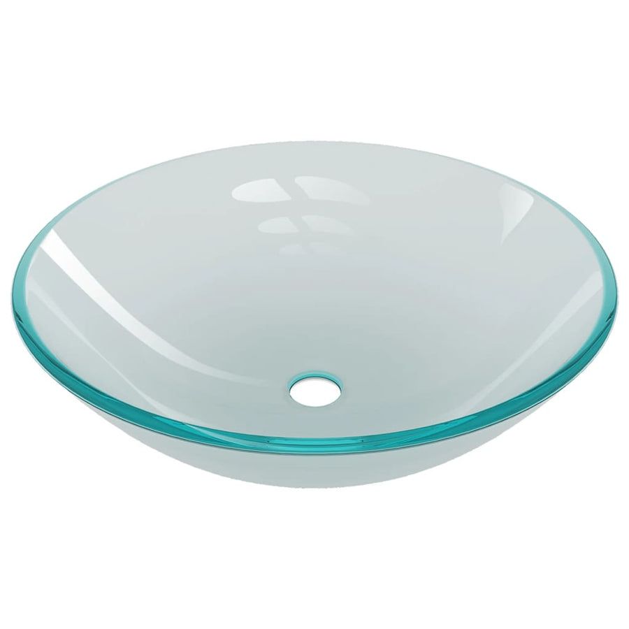 Wastafel Met Kraan En Pop-Up Afvoer Mat Gehard Glas