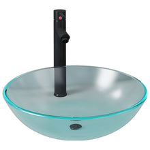 Wastafel met kraan en pop-up afvoer mat gehard glas Halfmat Zwarte kraan