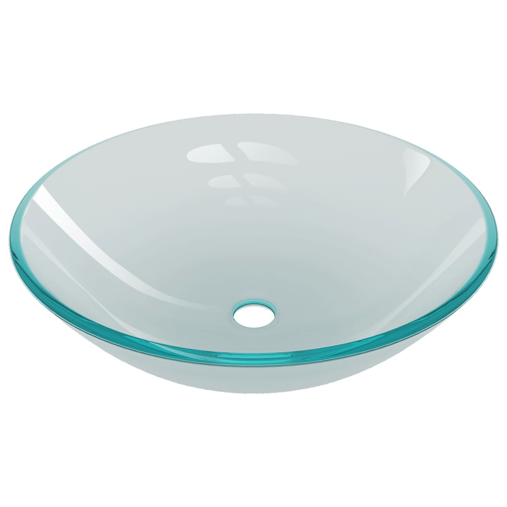 Wastafel met kraan en pop-up afvoer mat gehard glas Halfmat Zwarte kraan