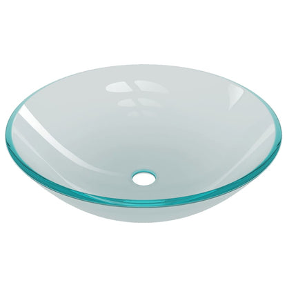 Wastafel met kraan en pop-up afvoer mat gehard glas Halfmat Zwarte kraan