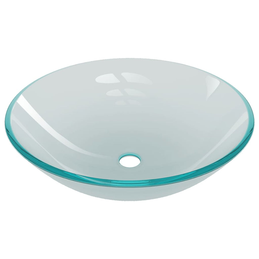 Wastafel met kraan en pop-up afvoer mat gehard glas Halfmat Zwarte kraan