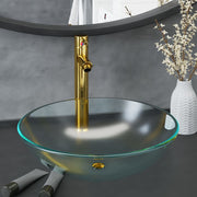 Wastafel gehard glas goudkleurig met kraan