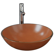 Wastafel Met Kraan En Pop-Up Afvoer Gehard Glas Bruin