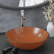 Sink with faucet and pop-up drain tempered glass brown