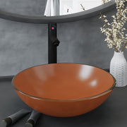 Wastafel met kraan gehard glas bruin 42x14 cm