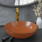 Basin with tap and pop-up waste tempered glass brown