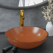 Wastafel met kraan bruin gehard glas