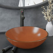 Wastafel gehard glas bruin rond