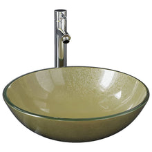 Wastafel Met Kraan En Pop-Up Afvoer Gehard Glas Goudkleurig