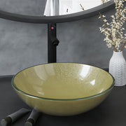 Wastafel met kraan gehard glas goud zwart 42x14 cm