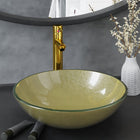 Wastafel met kraan goud gehard glas