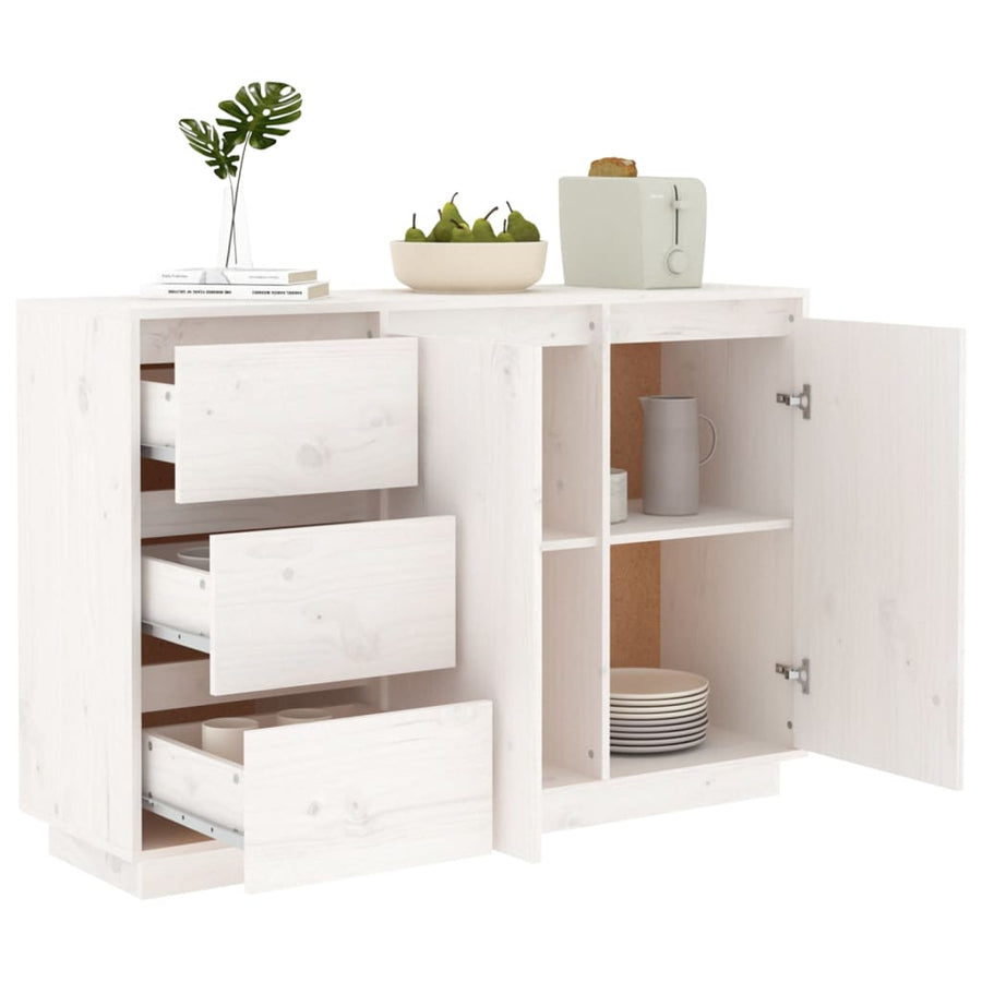 Dressoir 111x34x75 cm massief grenenhout wit Wit