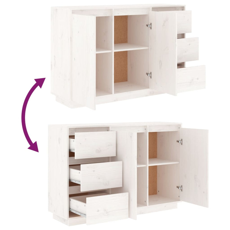 Dressoir 111x34x75 cm massief grenenhout wit Wit