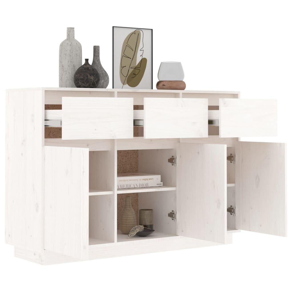 Dressoir 0X34X75 Cm Massief Grenenhout Wit
