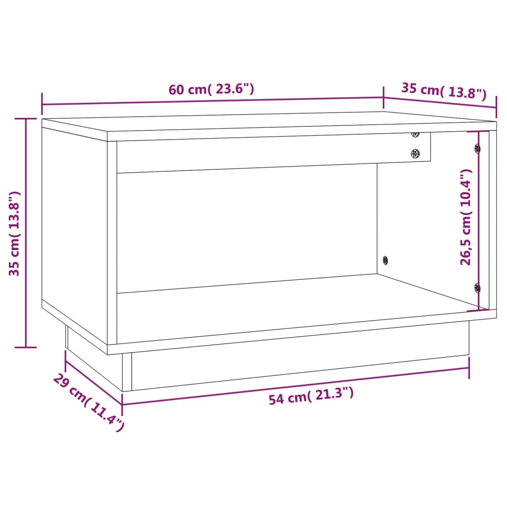 Tv-Meubel 60X35X35 Cm Massief Grenenhout Naturel