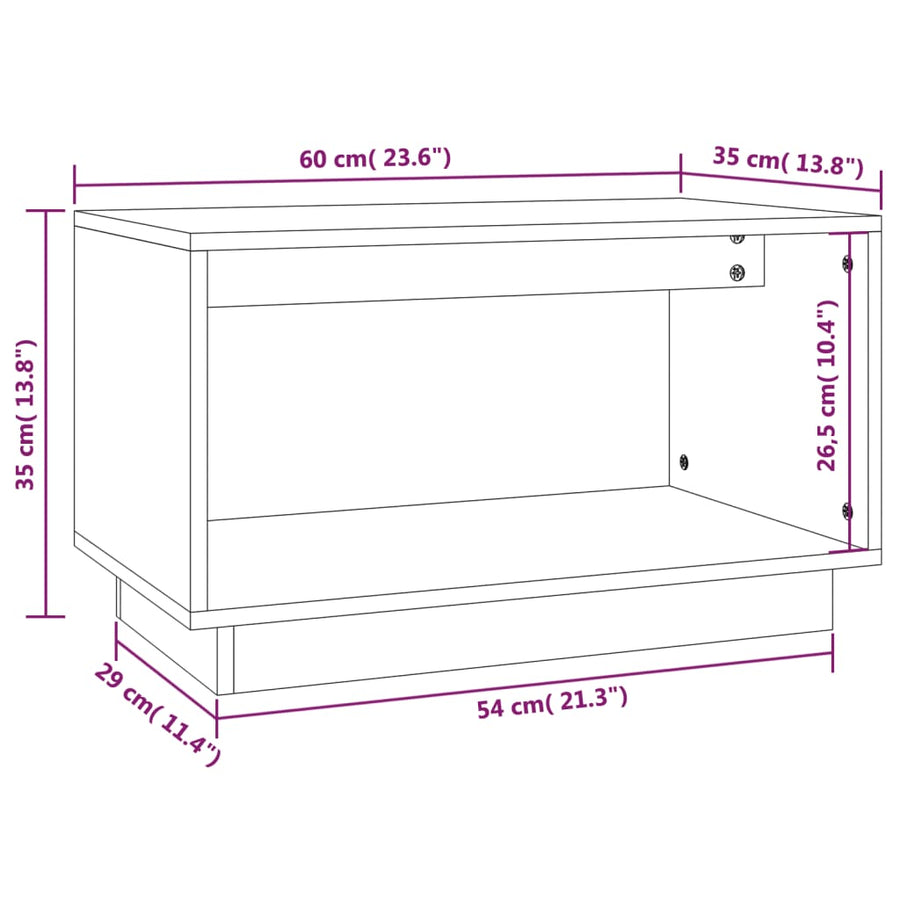 Tv-Meubel 60X35X35 Cm Massief Grenenhout Naturel